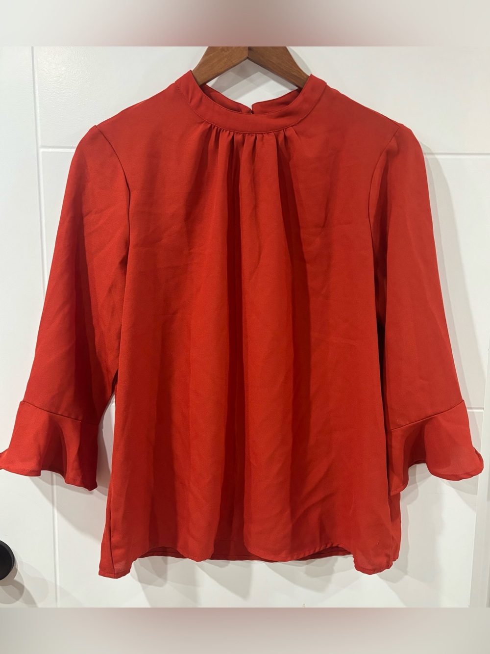 Women's Red Pleated Blouse